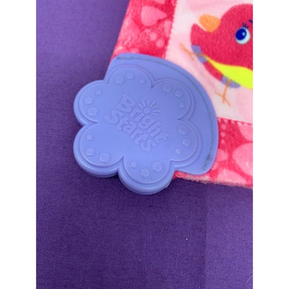 Bright Starts Crinkle Teething Blanket Bird Buterfly Pig Cow Pink with Purple Te - Picture 2 of 9